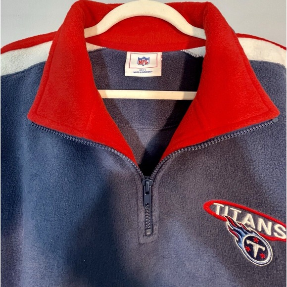 Y2K Tennessee Titans NFL Fleece 1/4 Zip Pullover Mens Large Blue Red Logo - Picture 4 of 14